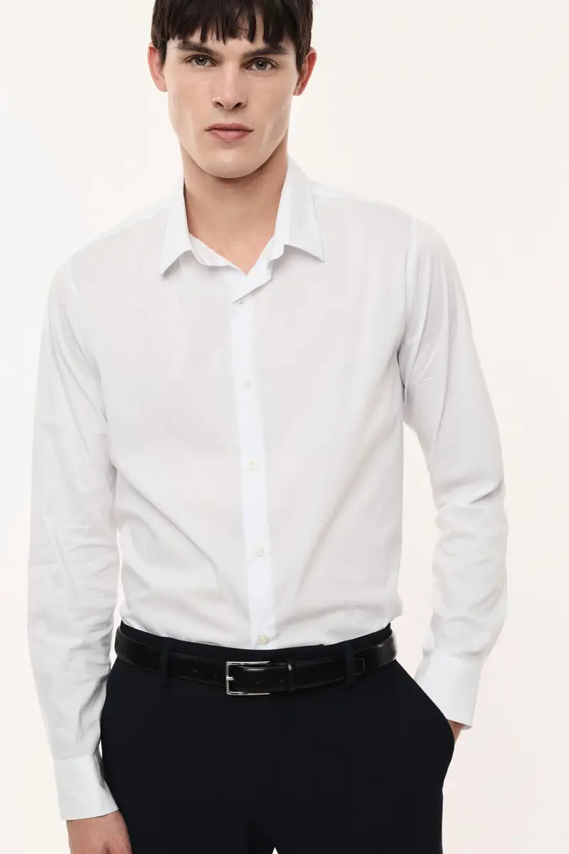 Camicia classica collo classico manica lunga Bianco miniatura 2