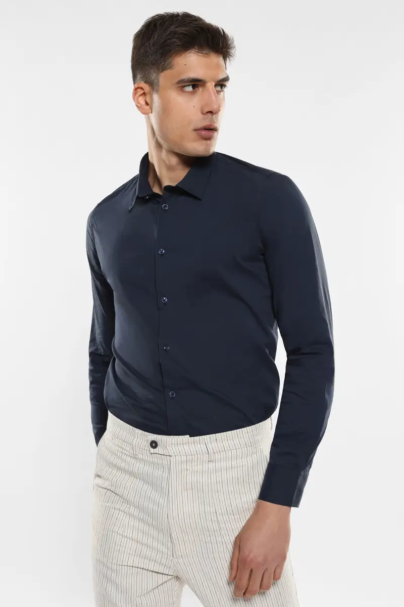 Camicia classica con colletto classico Blu miniatura 2