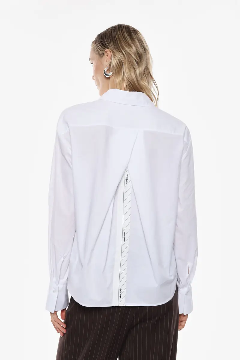Camicia classica con dettaglio sul retro Bianco miniatura 3