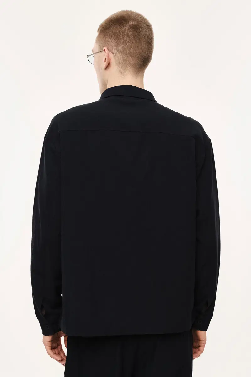 Camicia classica con tasche applicate frontali Blu miniatura 3