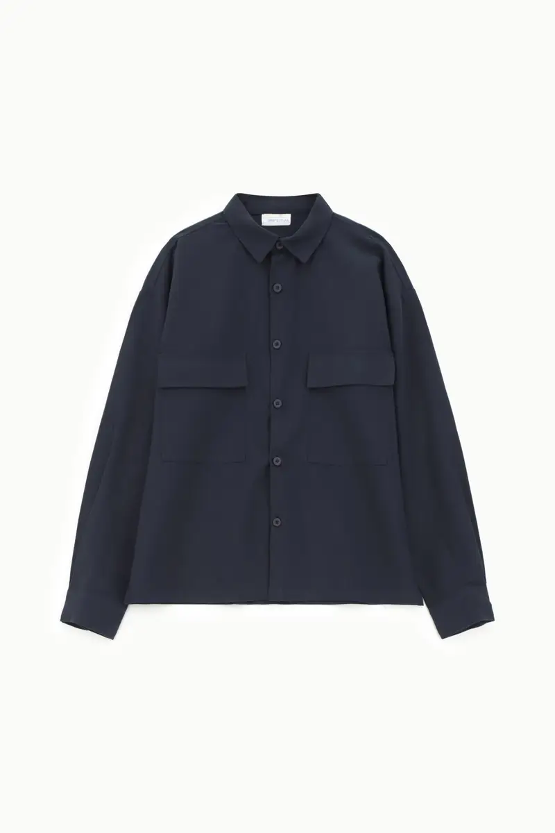 Camicia classica con tasche applicate frontali Blu