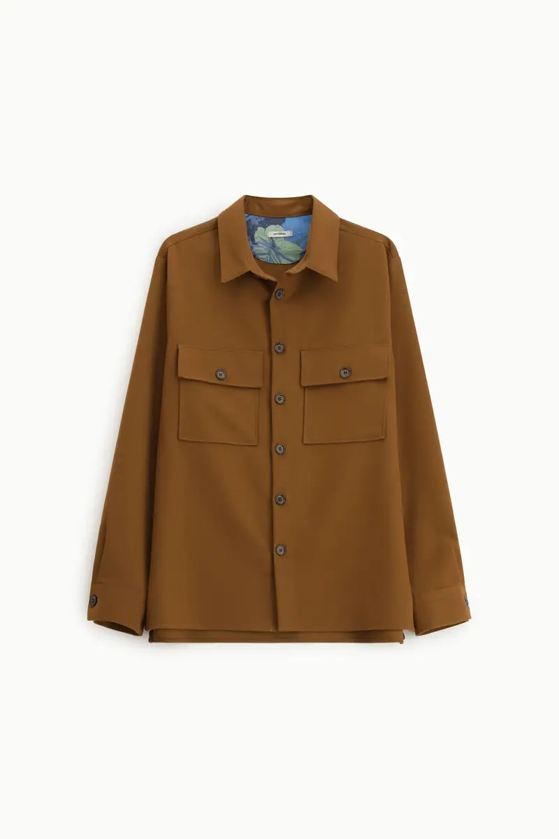 Camicia classica con tasche frontali applicate Tabacco