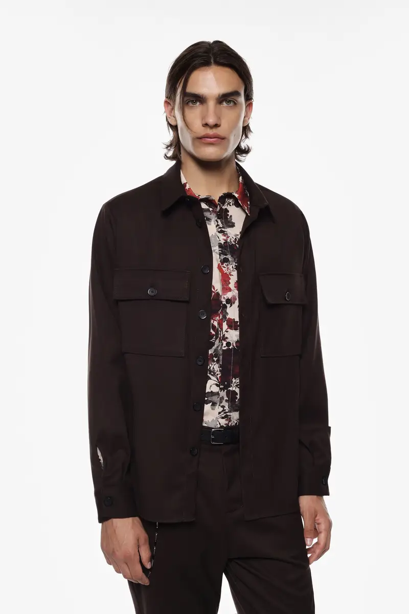 Camicia classica con tasche sul petto Moro miniatura 2