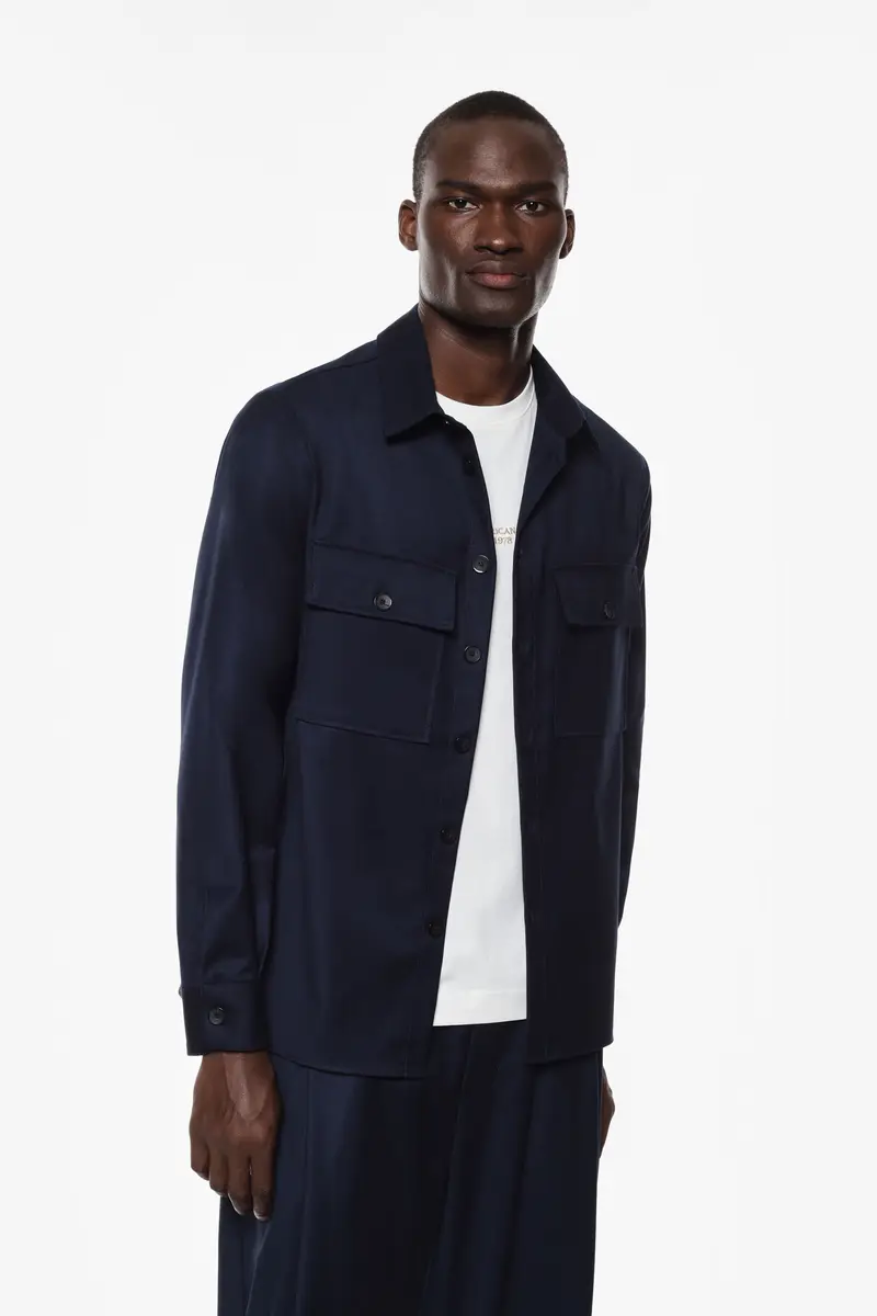 Camicia classica con tasche sul petto Navy miniatura 2