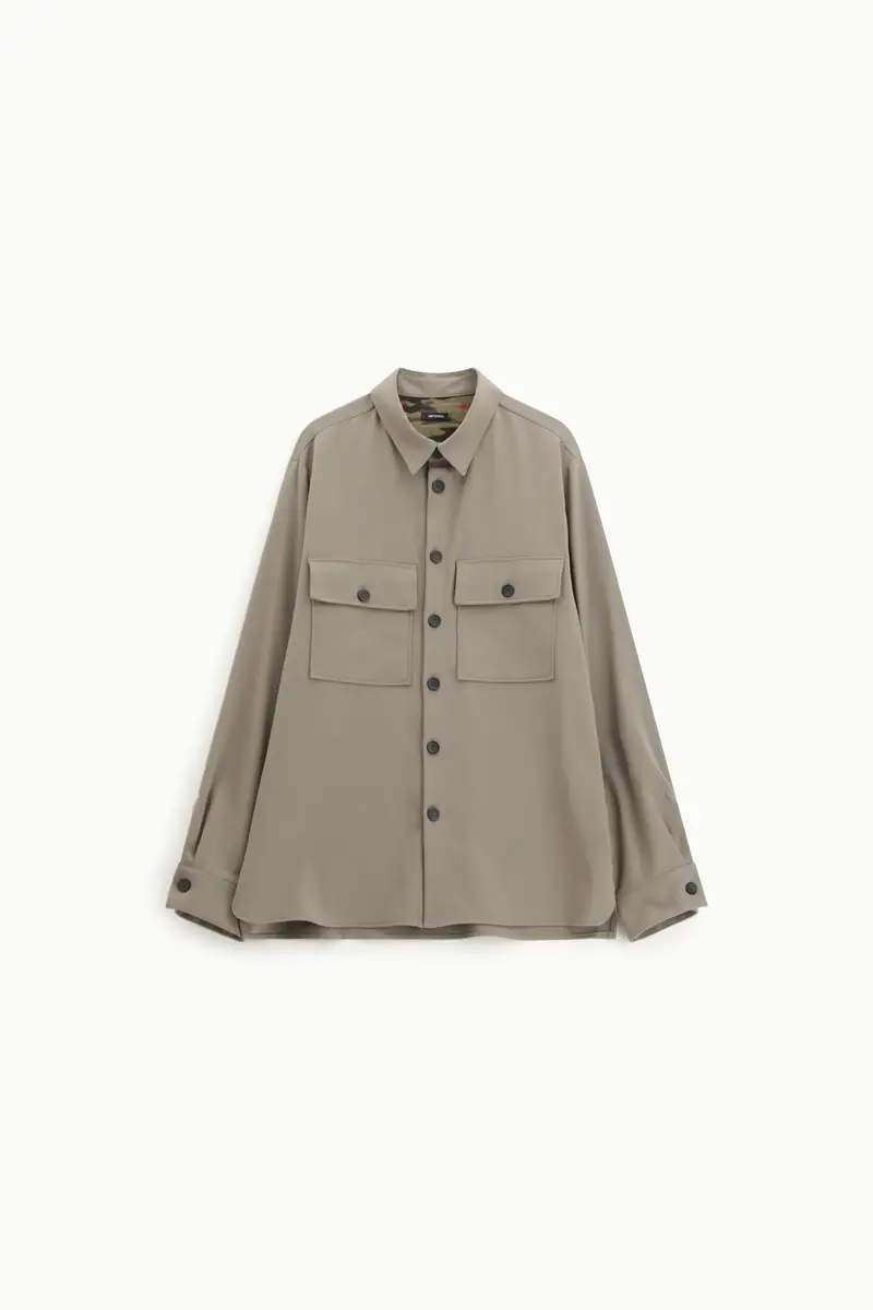Camicia classica con tasche sul petto Taupe