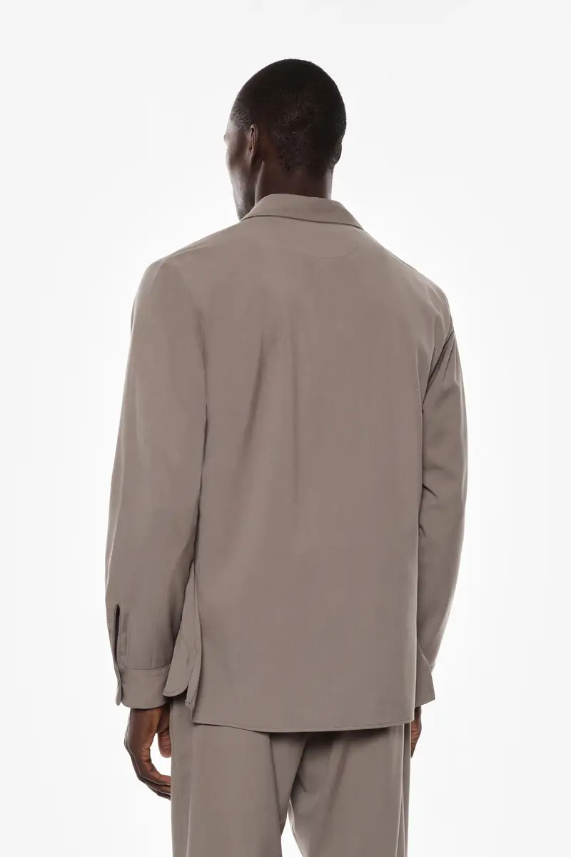 Camicia classica con tasche sul petto Taupe miniatura 4