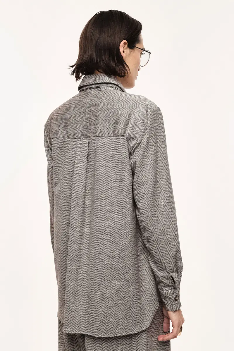 Camicia con collo classico e cravatta coordinata Beige miniatura 3