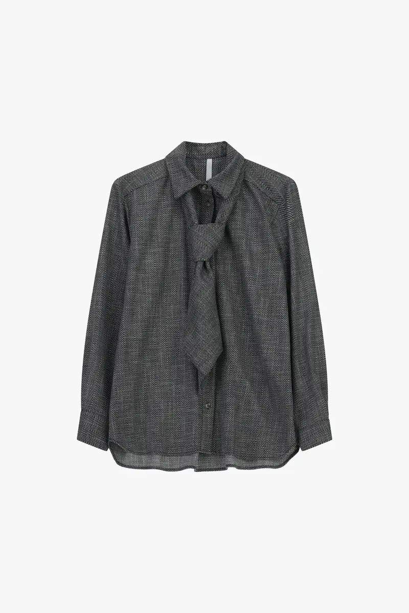 Camicia con collo classico e cravatta coordinata Nero
