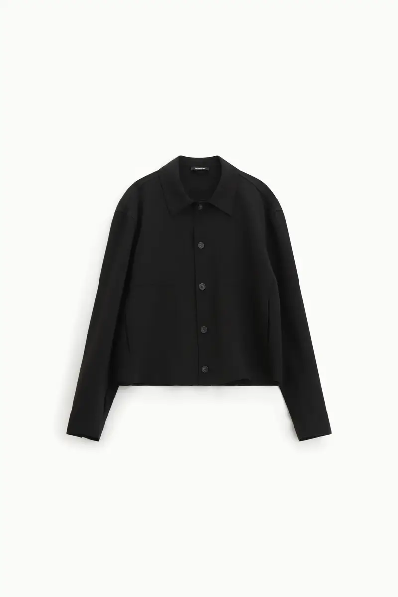 Camicia con collo classico e stampa Nero