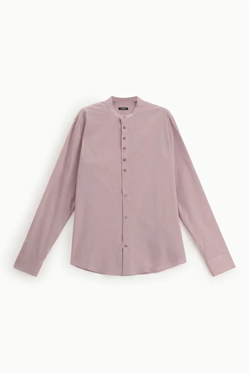 Camicia con collo coreano e bottoni frontali Bordeaux