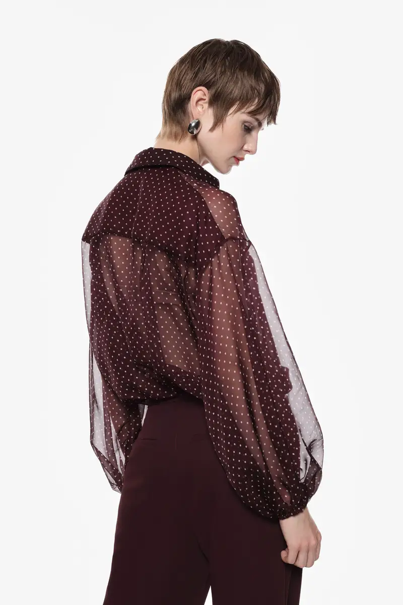 Camicia con maniche lunghe e colletto Prugna miniatura 3