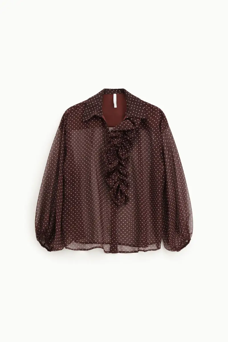 Camicia con maniche lunghe e colletto Prugna