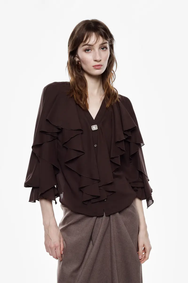 Camicia con rouches e chiusura gioiello Moro miniatura 2