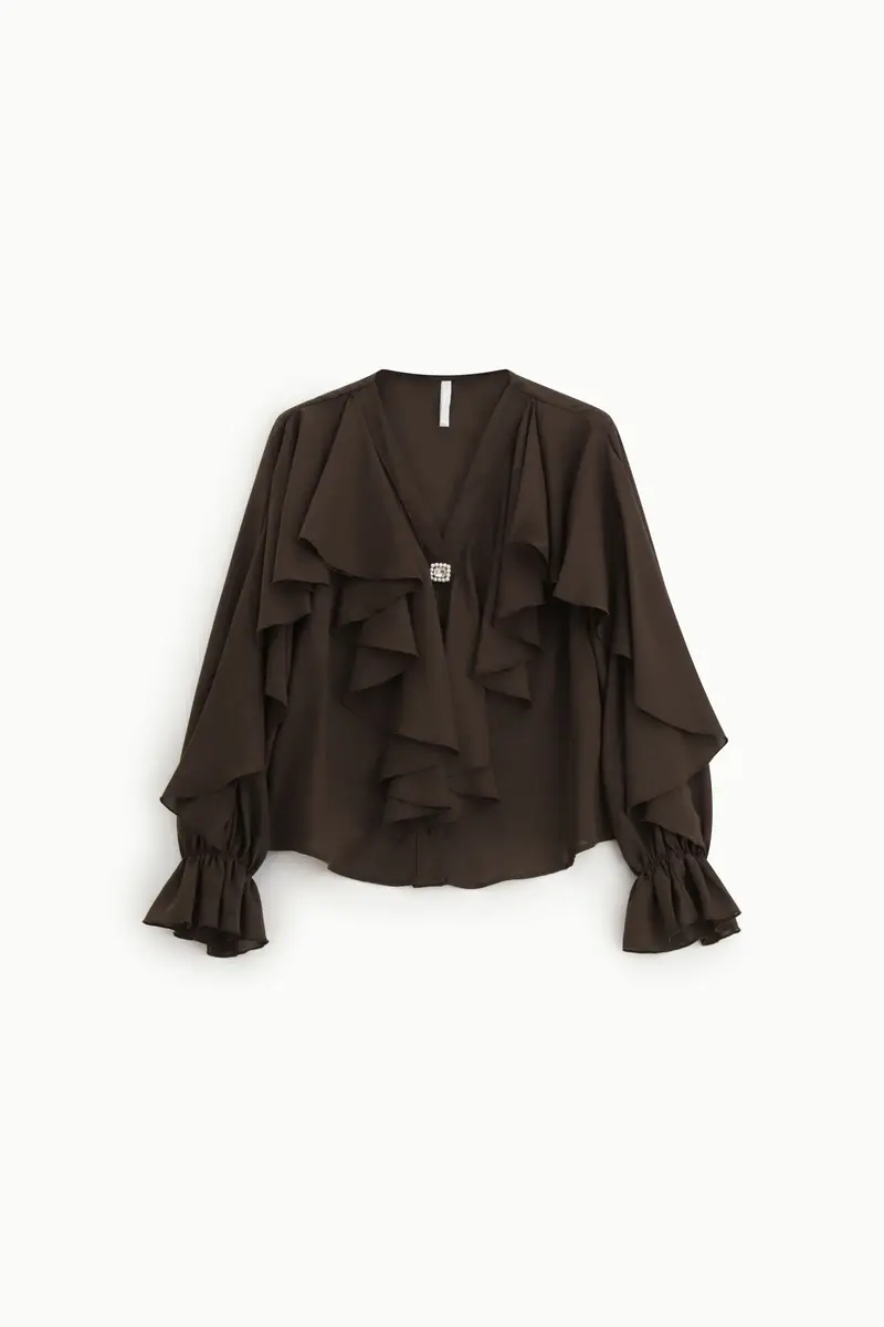 Camicia con rouches e chiusura gioiello Moro