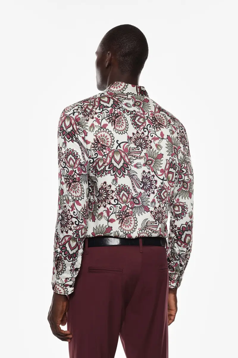 Camicia con stampa a maniche lunghe Bianco miniatura 3