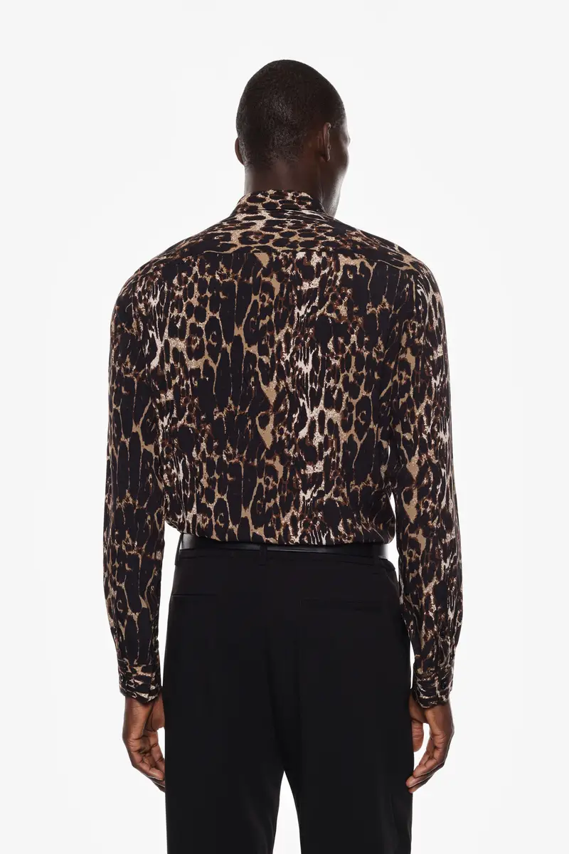 Camicia con stampa e colletto classico Fango miniatura 2