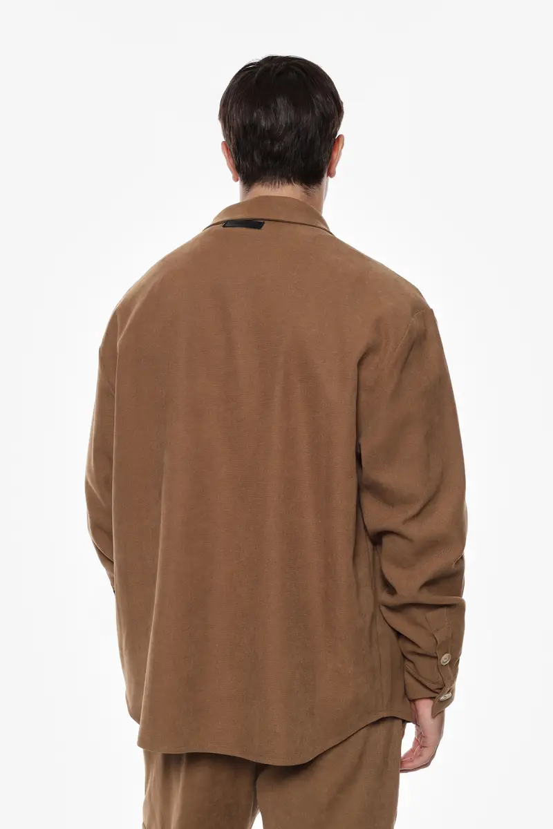 Camicia con tasche frontali ampie Cammello miniatura 2