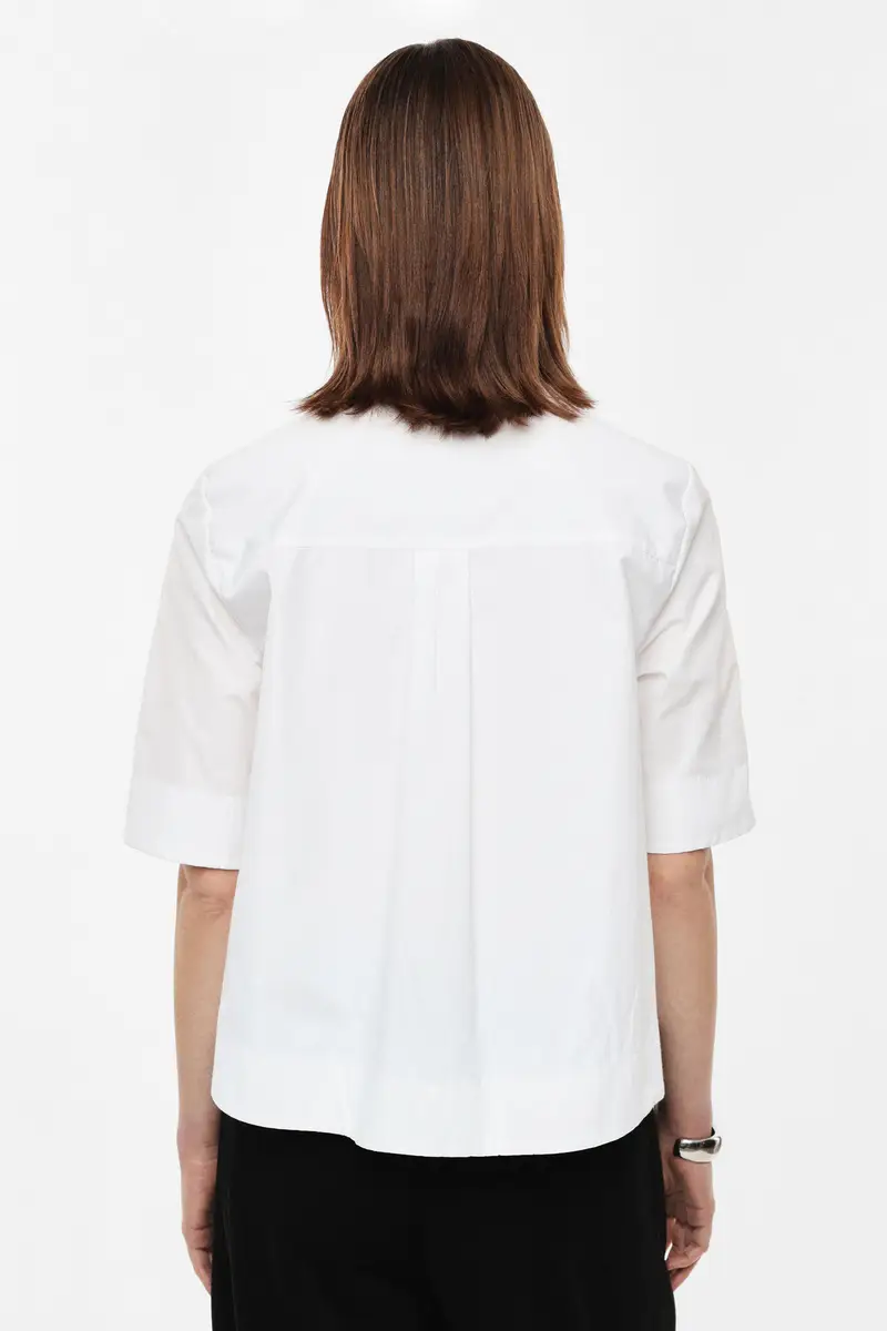 Camicia corta con maniche corte e abbottonatura frontale Bianco miniatura 3