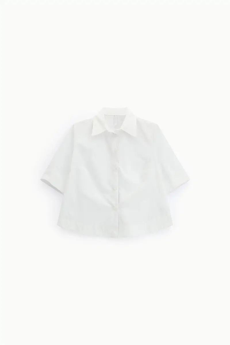 Camicia corta con maniche corte e abbottonatura frontale Bianco