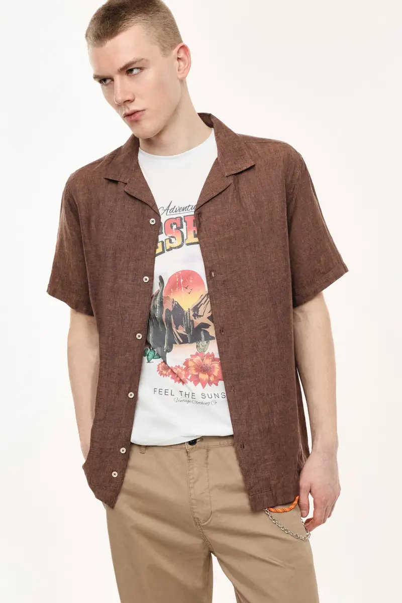 Camicia manica corta con colletto classico Moro miniatura 2