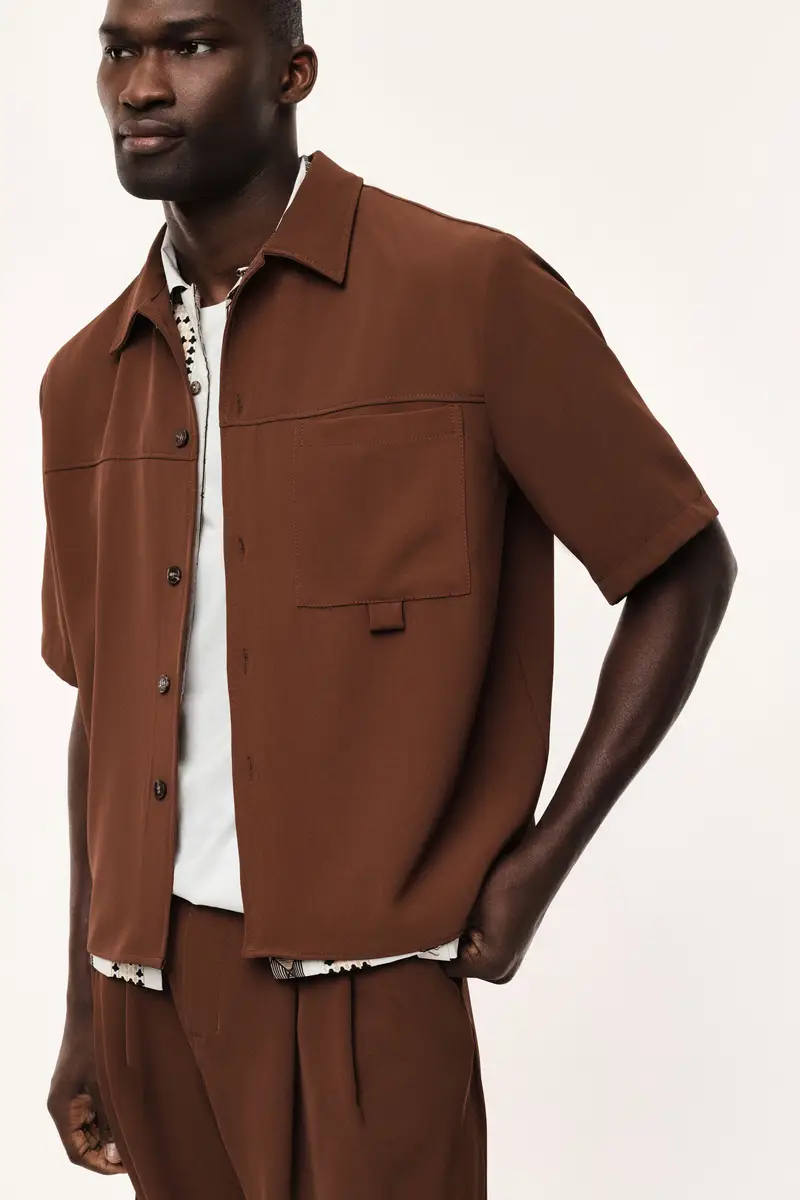 Camicia manica corta con taschino frontale Nutella miniatura 2