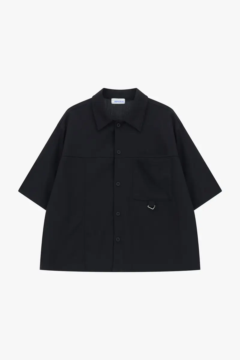 Camicia manica corta tasca frontale anello d Nero