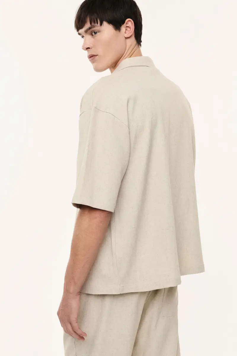 Camicia manica corta tasche frontali regular-fit Beige miniatura 3