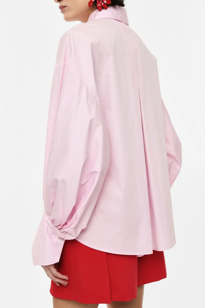 Camicia over con maniche lunghe e polsini ampi Rosa miniatura 4