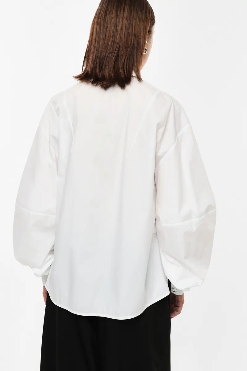 Camicia oversize con maniche ampie e colletto classico Bianco miniatura 3