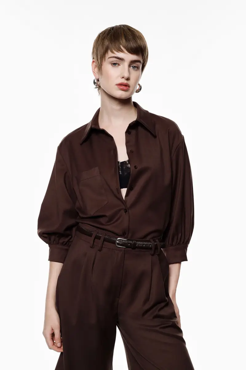 Camicia regular fit con colletto classico e taschino Moro miniatura 2