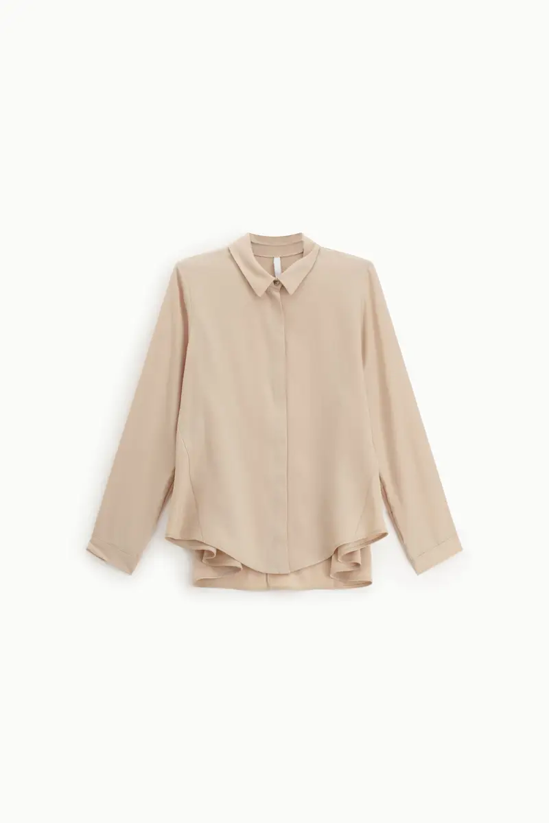 Camicia regular fit con collo classico Beige