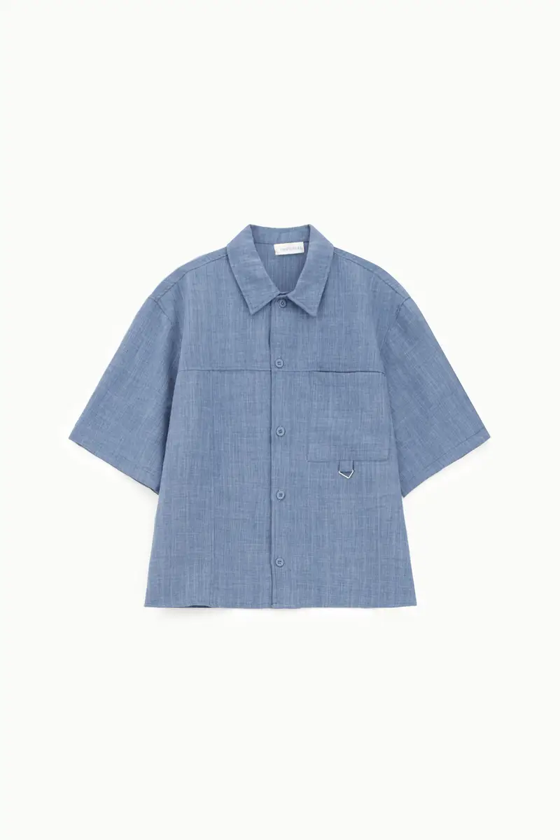 Camicia regular-fit con tasca frontale e anello Blu