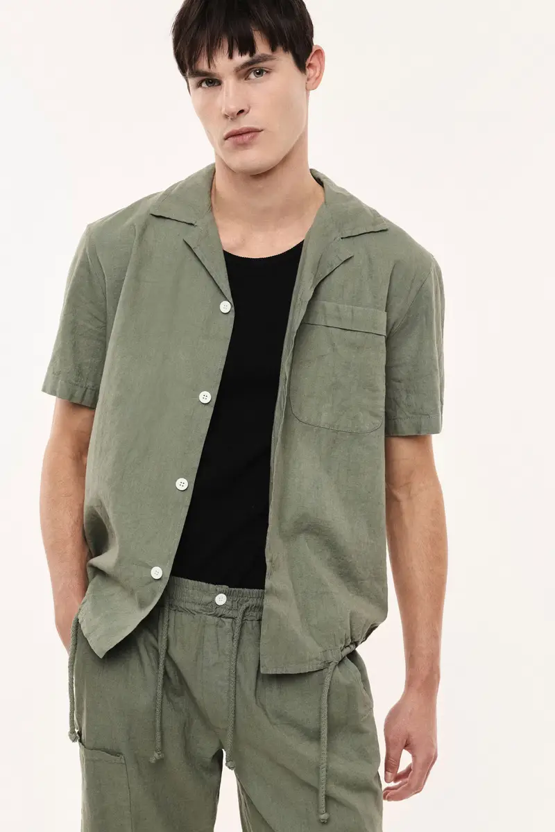 Camicia regular-fit con taschino e coulisse Army miniatura 2