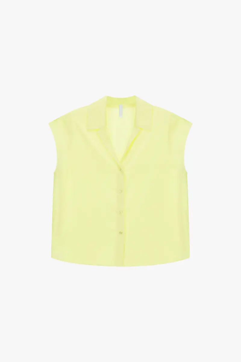Camicia senza maniche con colletto classico Canarino