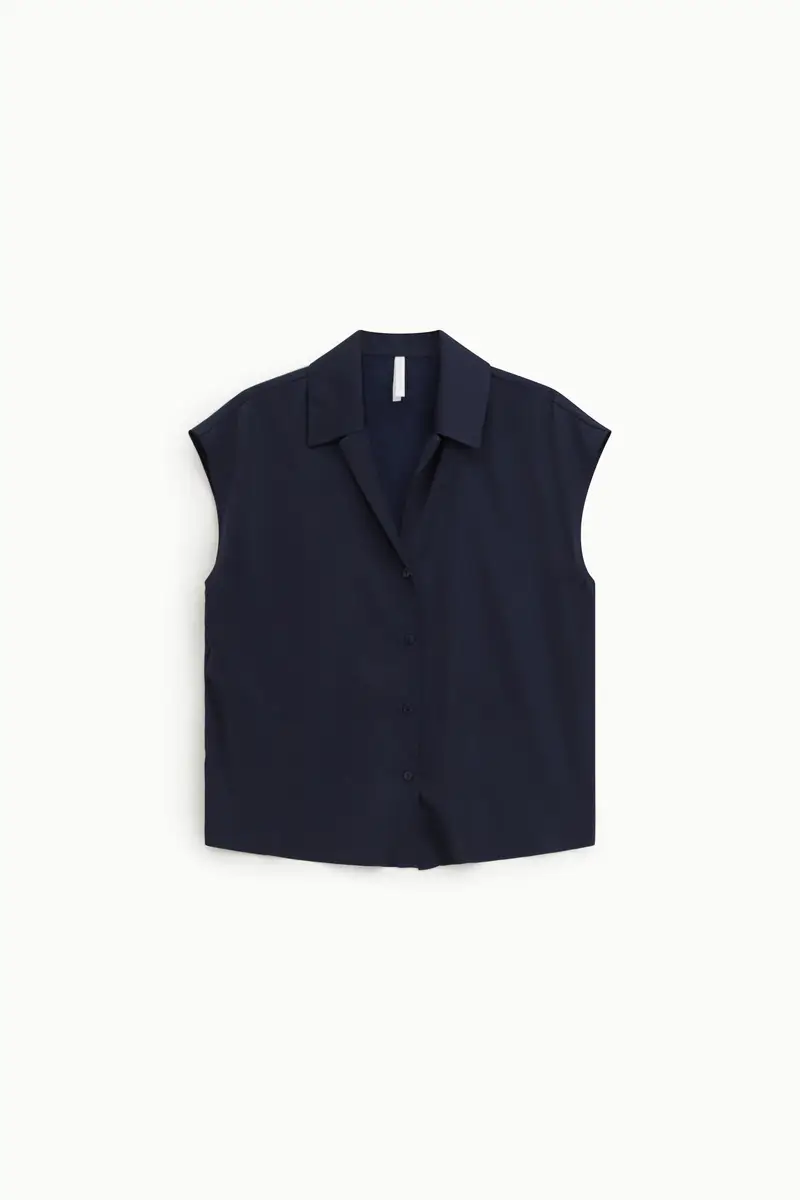 Camicia senza maniche con colletto classico Navy