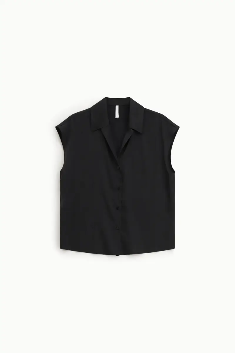 Camicia senza maniche con colletto classico Nero