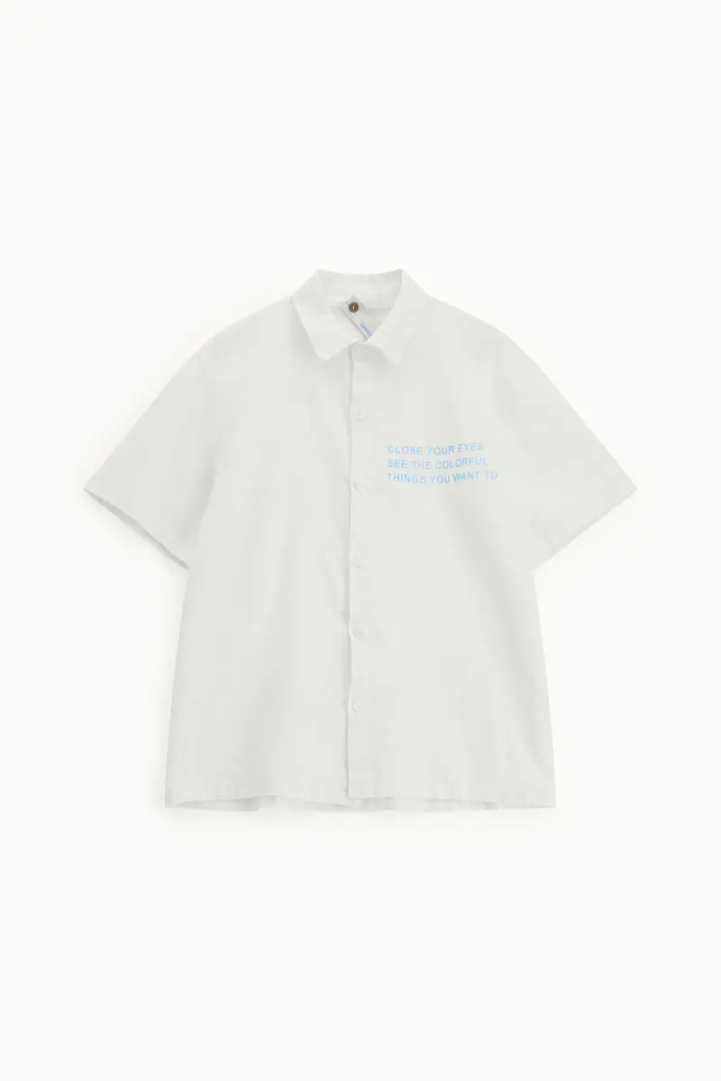 Camicia stampa frontale con colletto classico Bianco