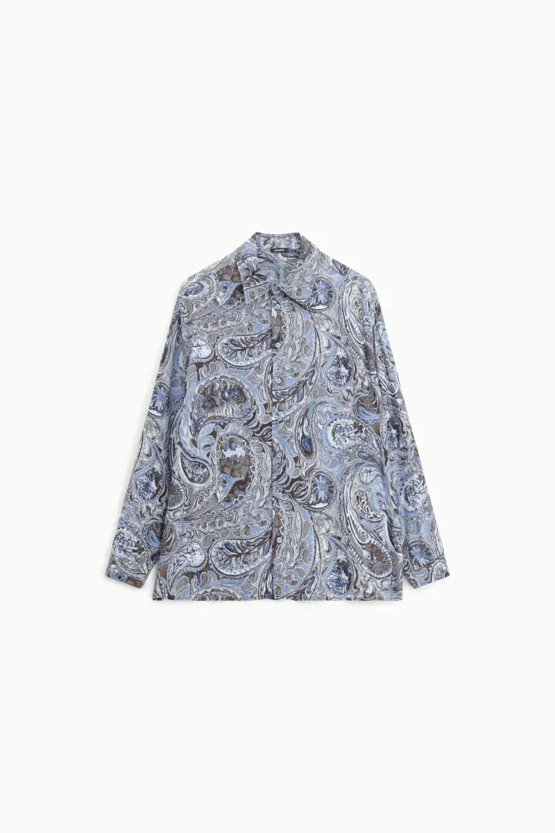 Camicia stampa paisley collo classico manica lunga Azzurro
