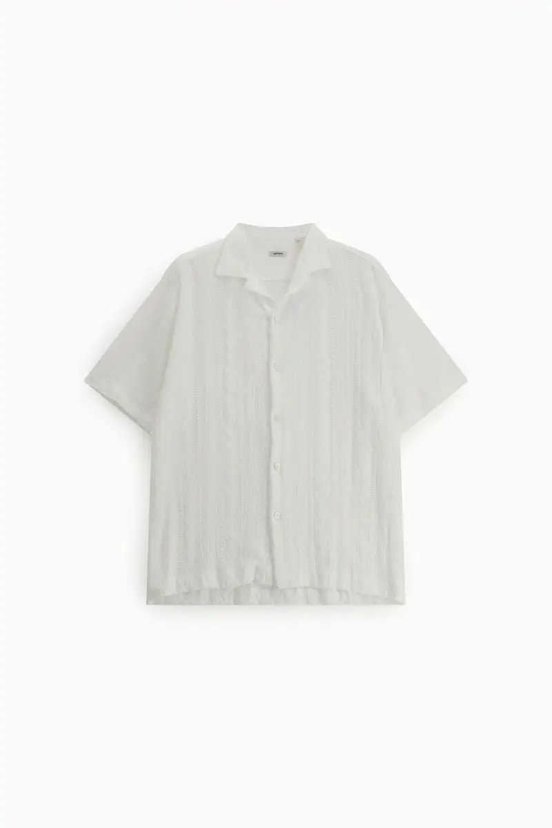 Camicia stampa traforata con colletto classico Bianco
