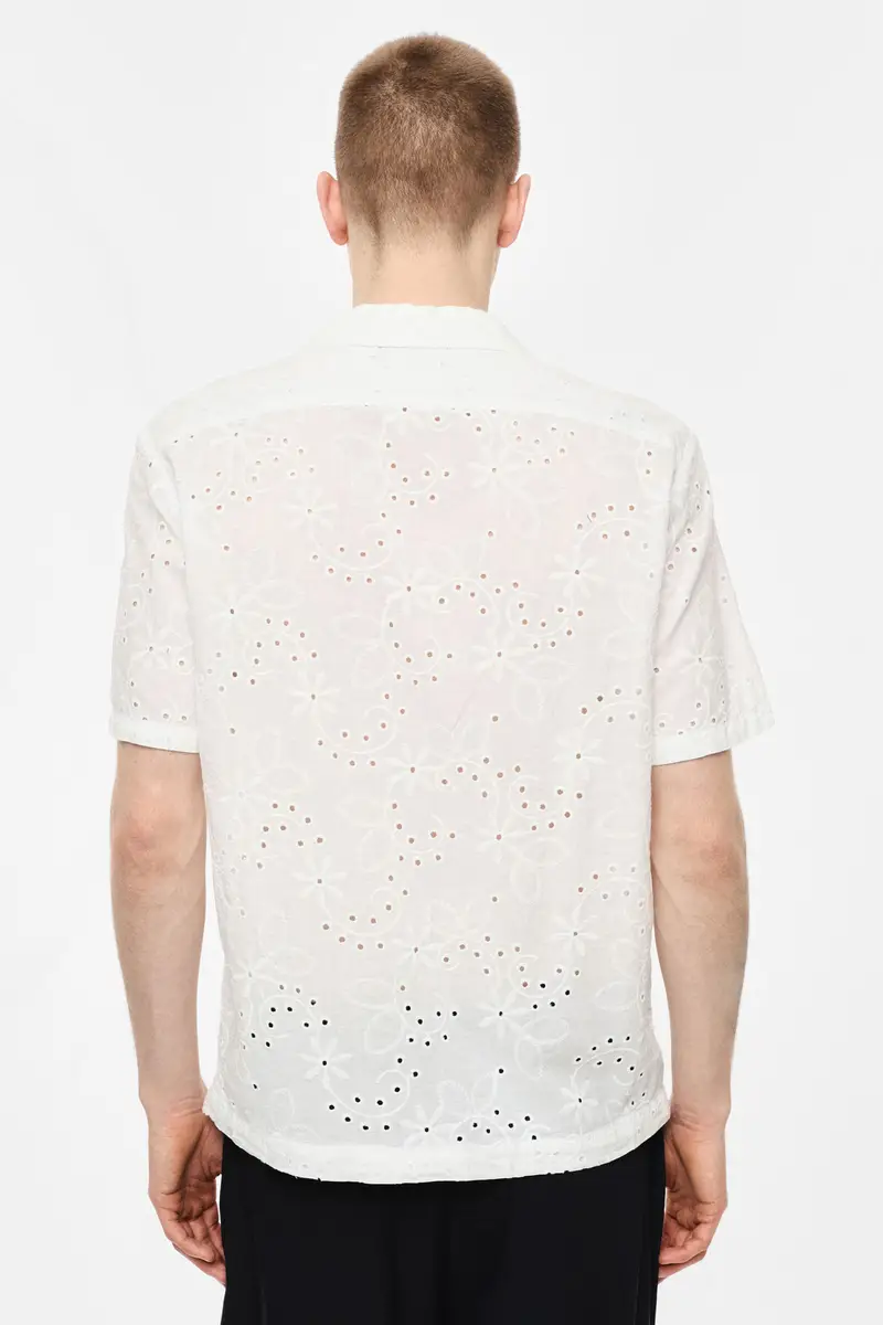 Camicia stampa traforata con colletto classico Bianco miniatura 3