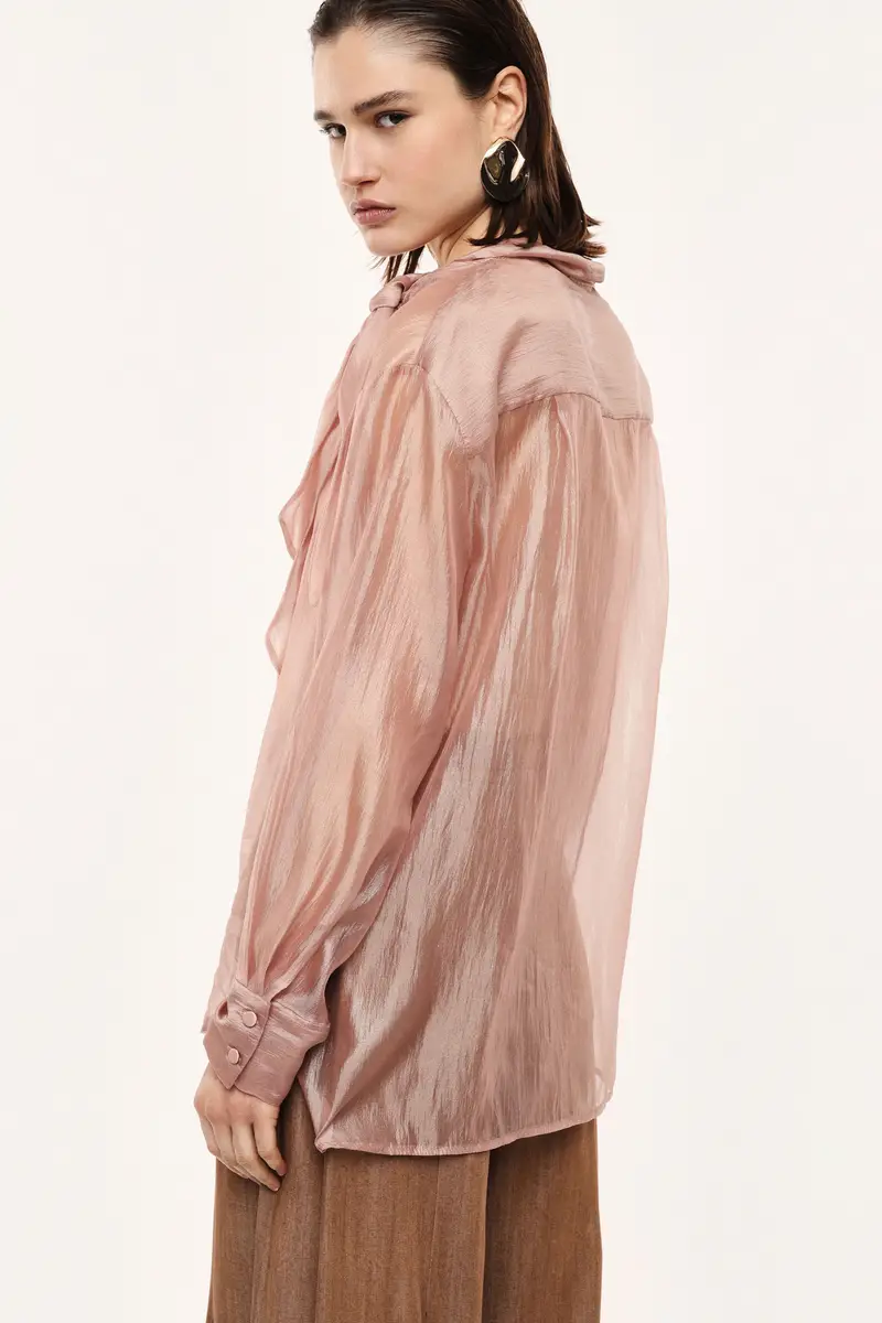 Camicia trasparente con maniche lunghe e fiocco Phard miniatura 3