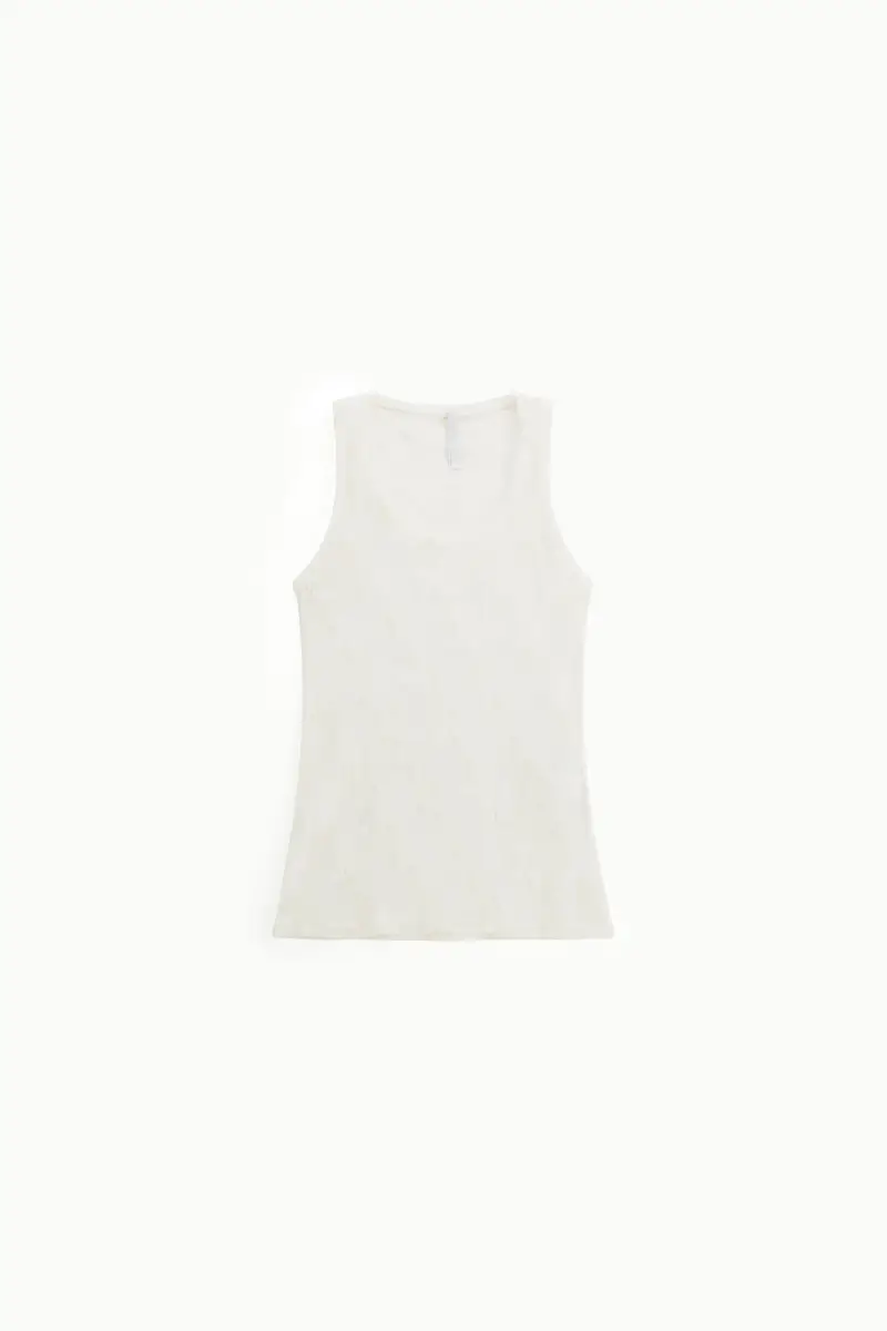 Canotta stampata senza maniche Avorio