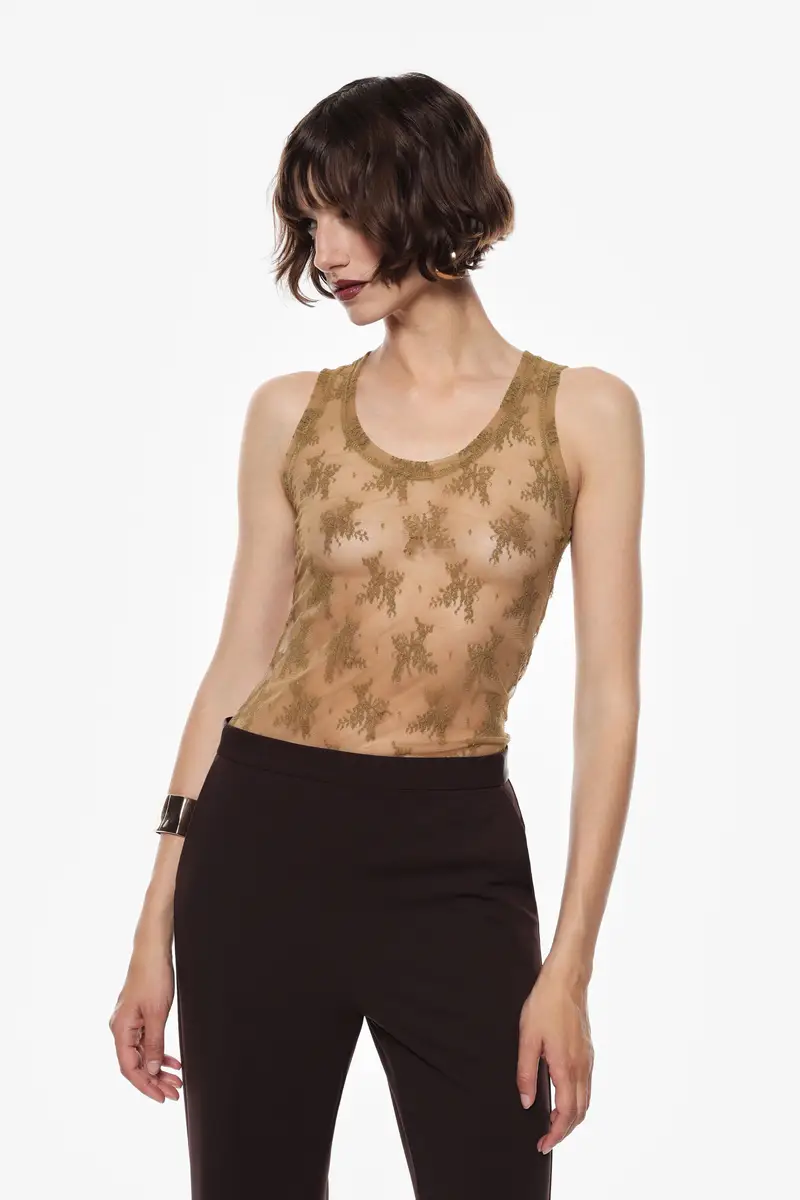 Canotta stampata senza maniche Olio miniatura 2
