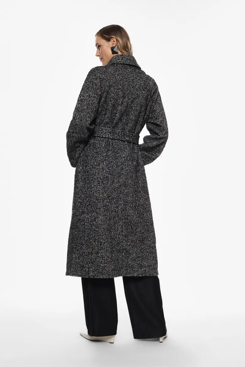 Cappotto con bottoni e cintura Grigio miniatura 3