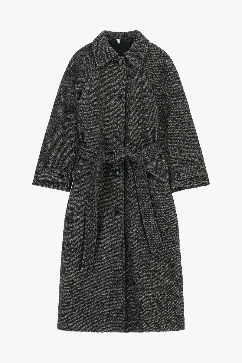 Cappotto con bottoni e cintura Grigio