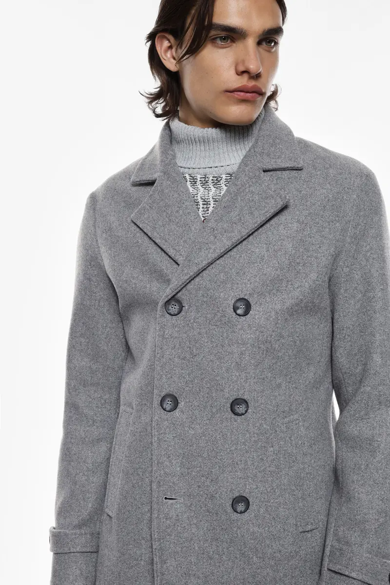 Cappotto con chiusura doppio petto Grigio medio miniatura 3