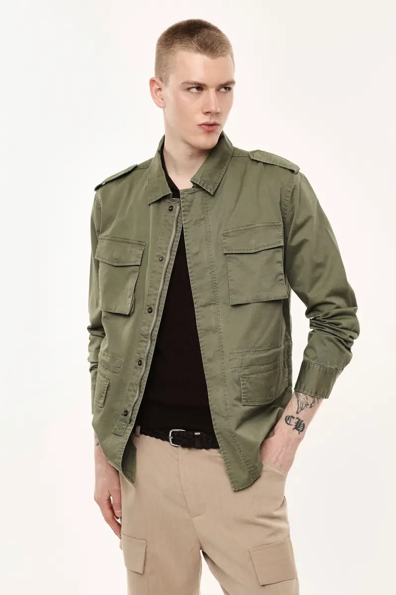 Cappotto con tasche applicate e spalle con alamari Army miniatura 2