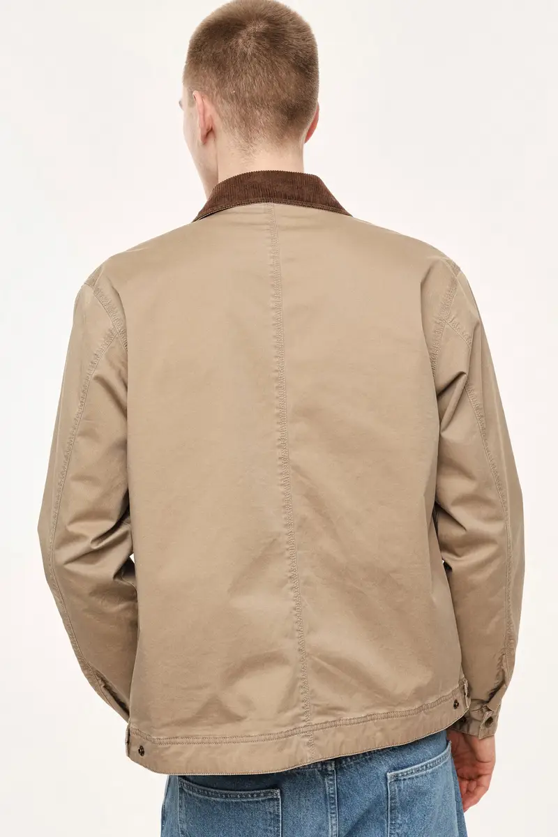 Cappotto con zip e colletto in velluto a coste Camel miniatura 3