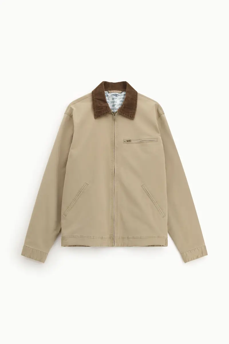 Cappotto con zip e colletto in velluto a coste Camel