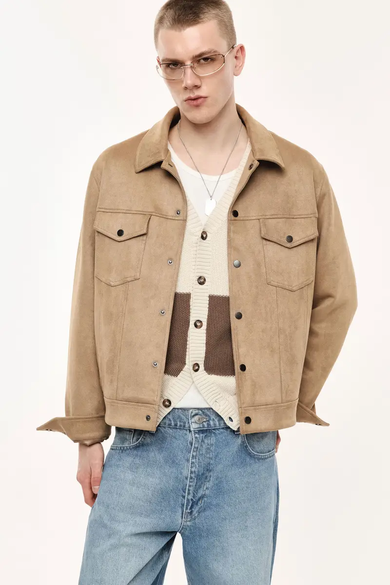 Cappotto corto con tasche a patta anteriori Camel miniatura 2